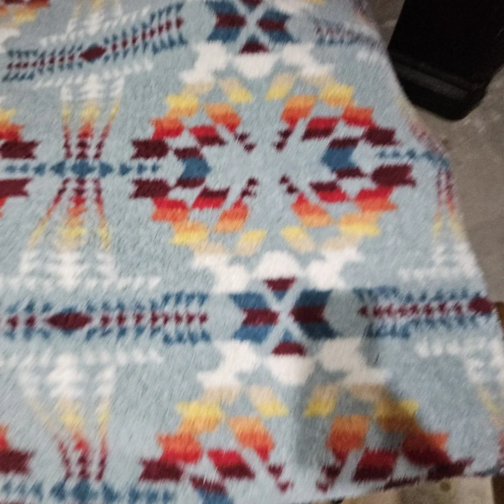 Pendleton Sherpa QUEEN Fleece Blanket Aztec Legend Lake Aqua Blue Sky Southwest